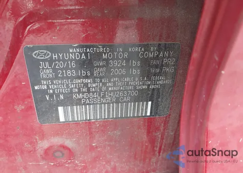 2017 Hyundai Elantra Limited z USA, uszkodzony, nr VIN KMHD84LF1HU263700